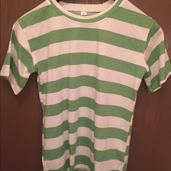 Light Green And White Striped Tshirt 